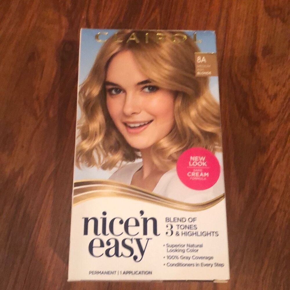 Clairol Nice'n easy Medium ash blonde 8a permanent hair dye color gray coverage